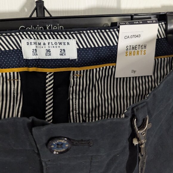 NWT Denim & Flower Navy Power Stretch Shorts - Picture 7 of 7